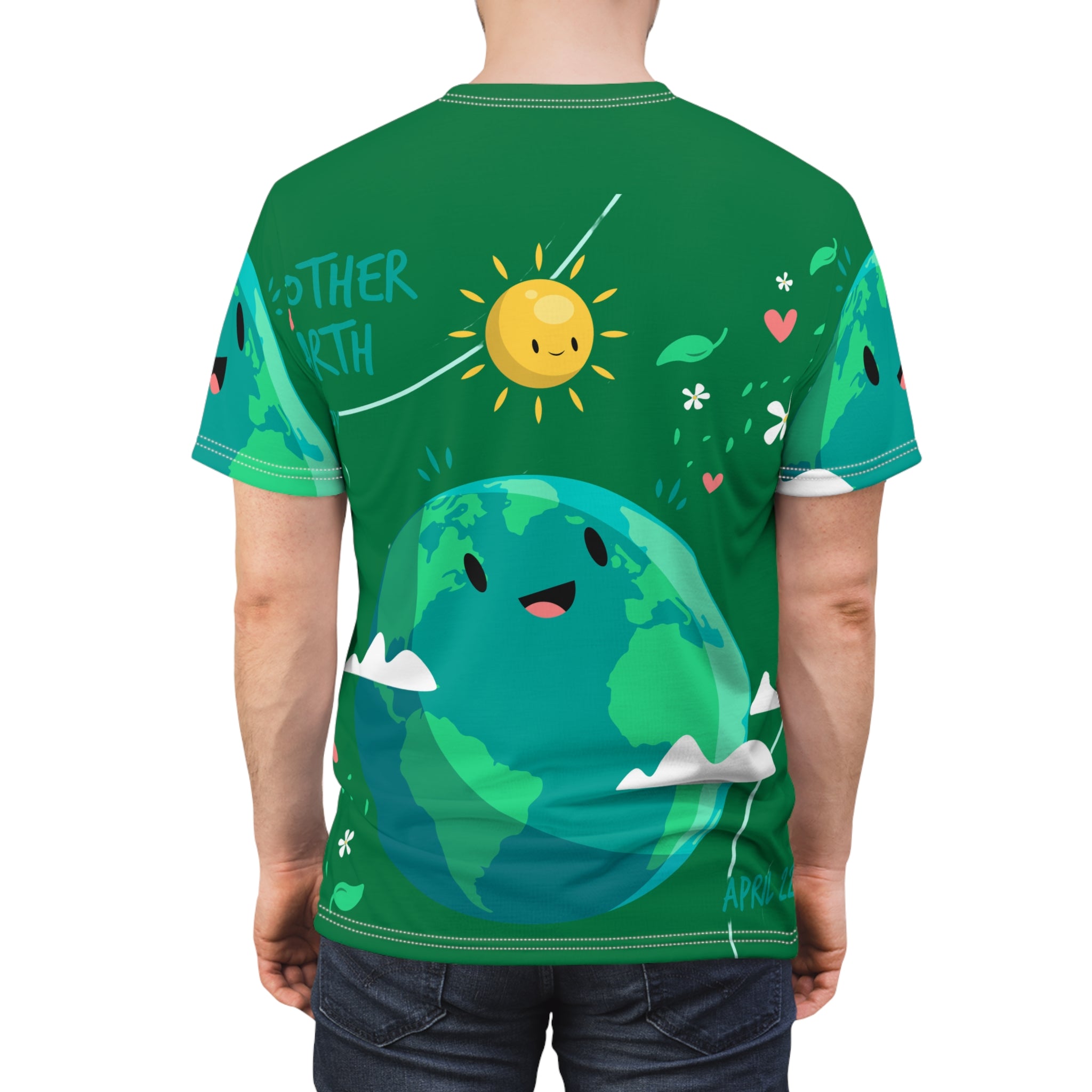 Earth Day Cute Planet T‑Shirt — Smiling Globe All‑Over Print Tee