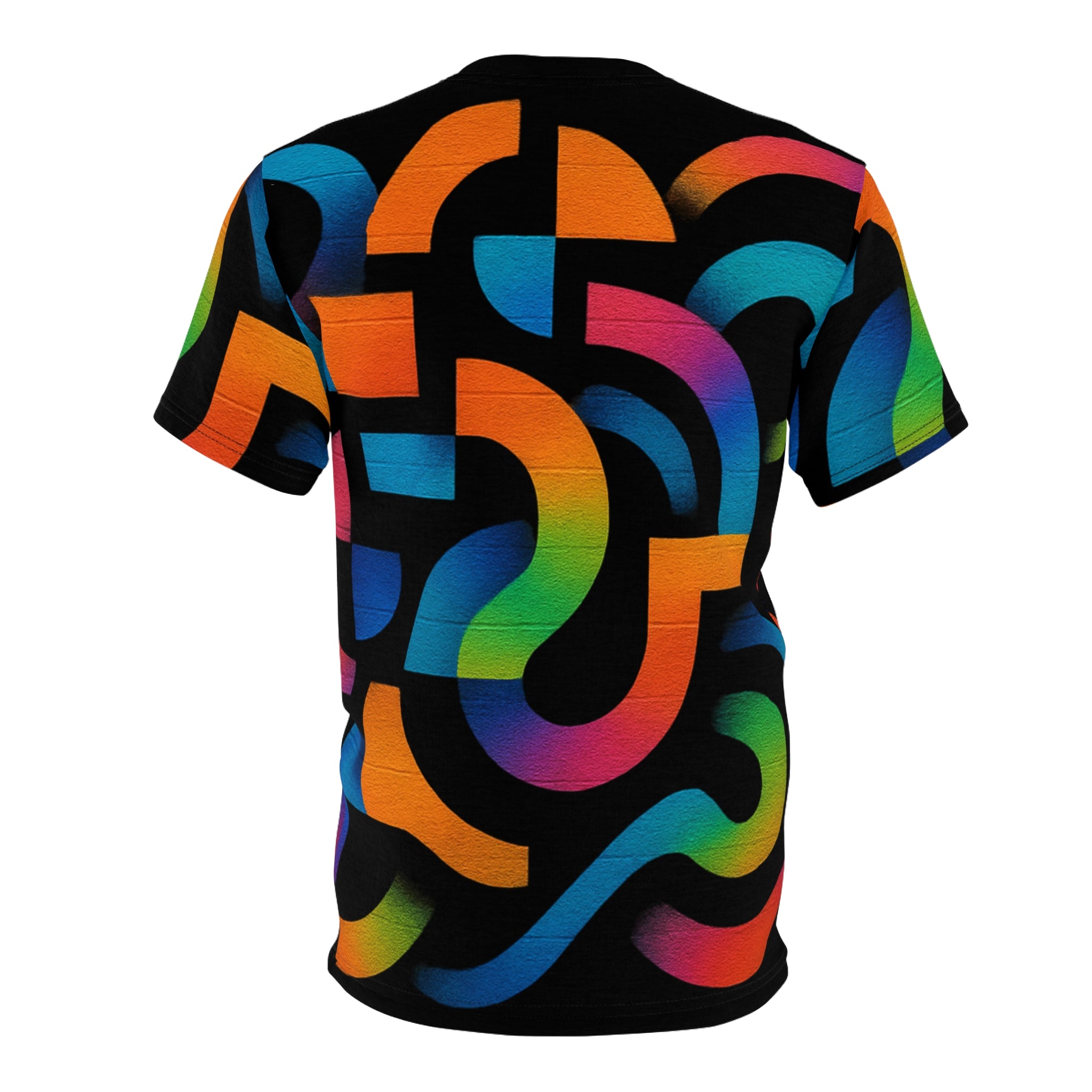 Neon Maze Graphic Tee — Vibrant Abstract All-Over Print T-Shirt