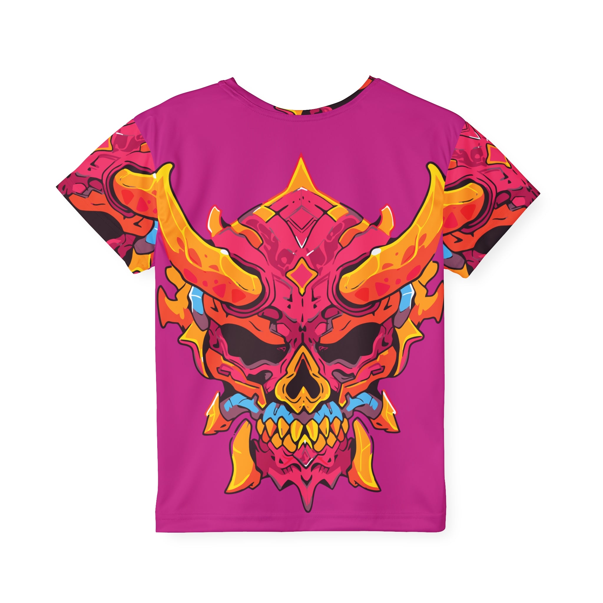 Kids All-Over Print Jersey — Neon Demon Skull Graphic