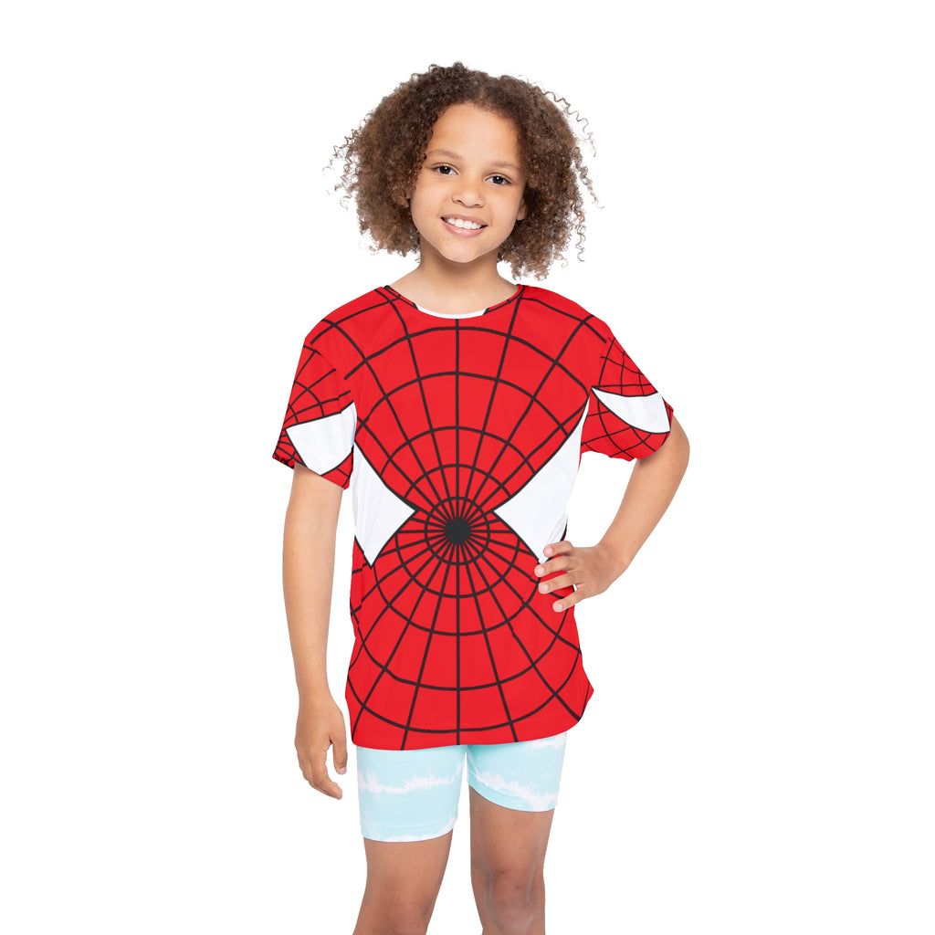 Spider Web Kids Jersey – Red Superhero Face All-Over Print