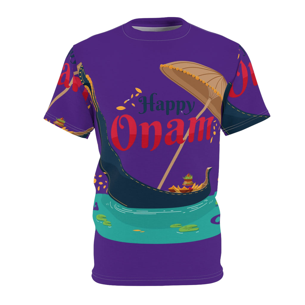 Happy Onam Tee — Decorative Boat & Parasol Kerala Festival T-Shirt