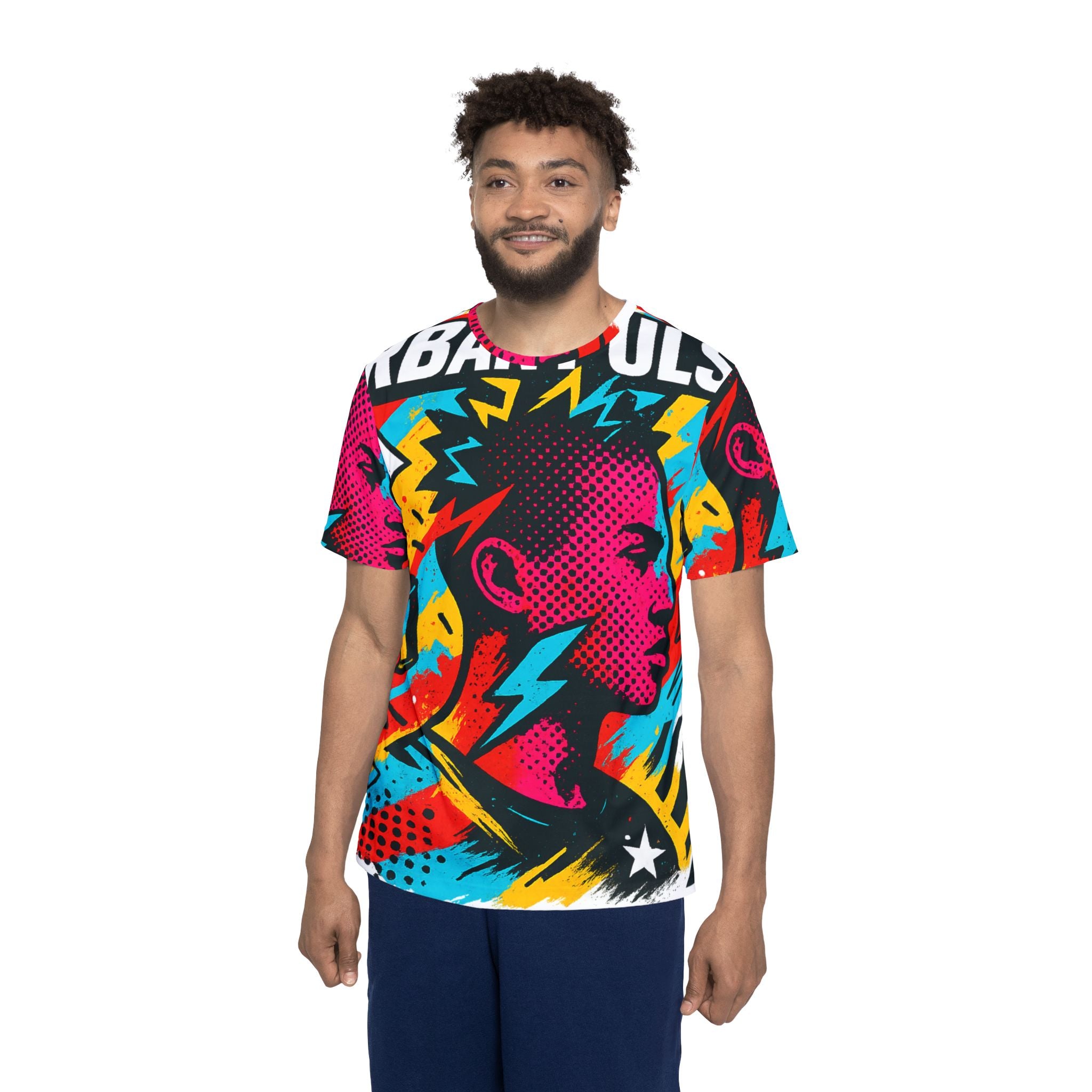Vibrant Men's Sports Jersey, Graphic Tee, Colorful Athletic Shirt, Unique Sportswear, Perfect for Team Events, Casual Wear