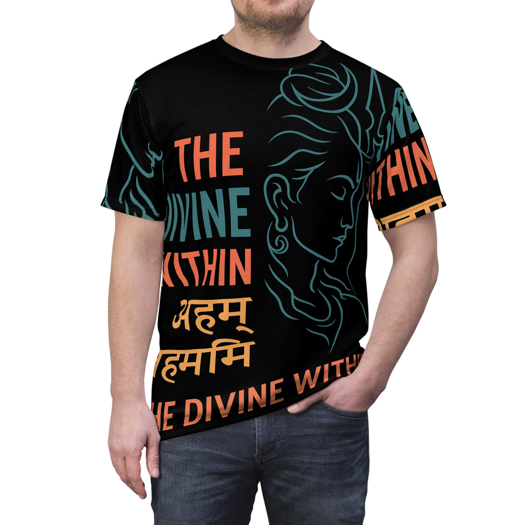 The Divine Within Tee — Inspirational Spiritual Graphic T‑Shirt (अहम बरहमसम)