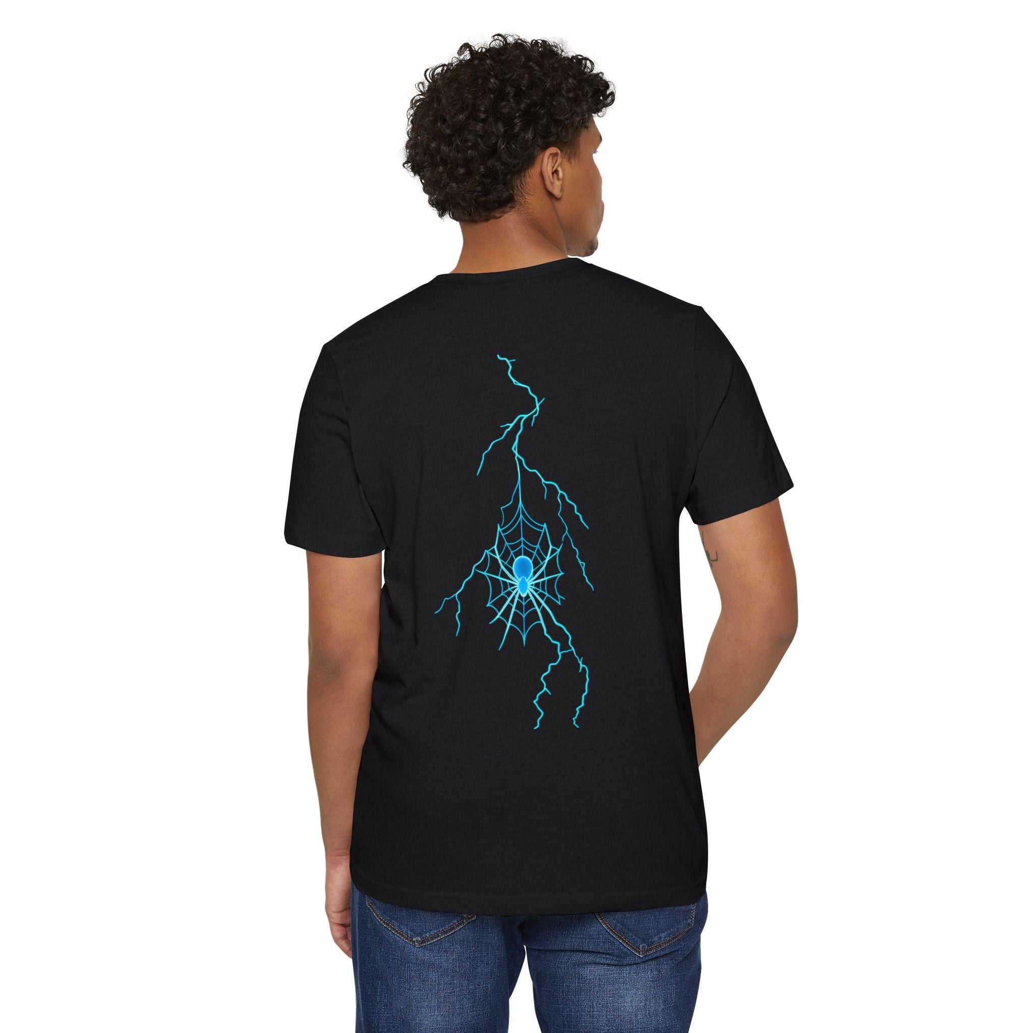 Electric Spiderweb T-Shirt — Neon Lightning Goth Graphic Tee