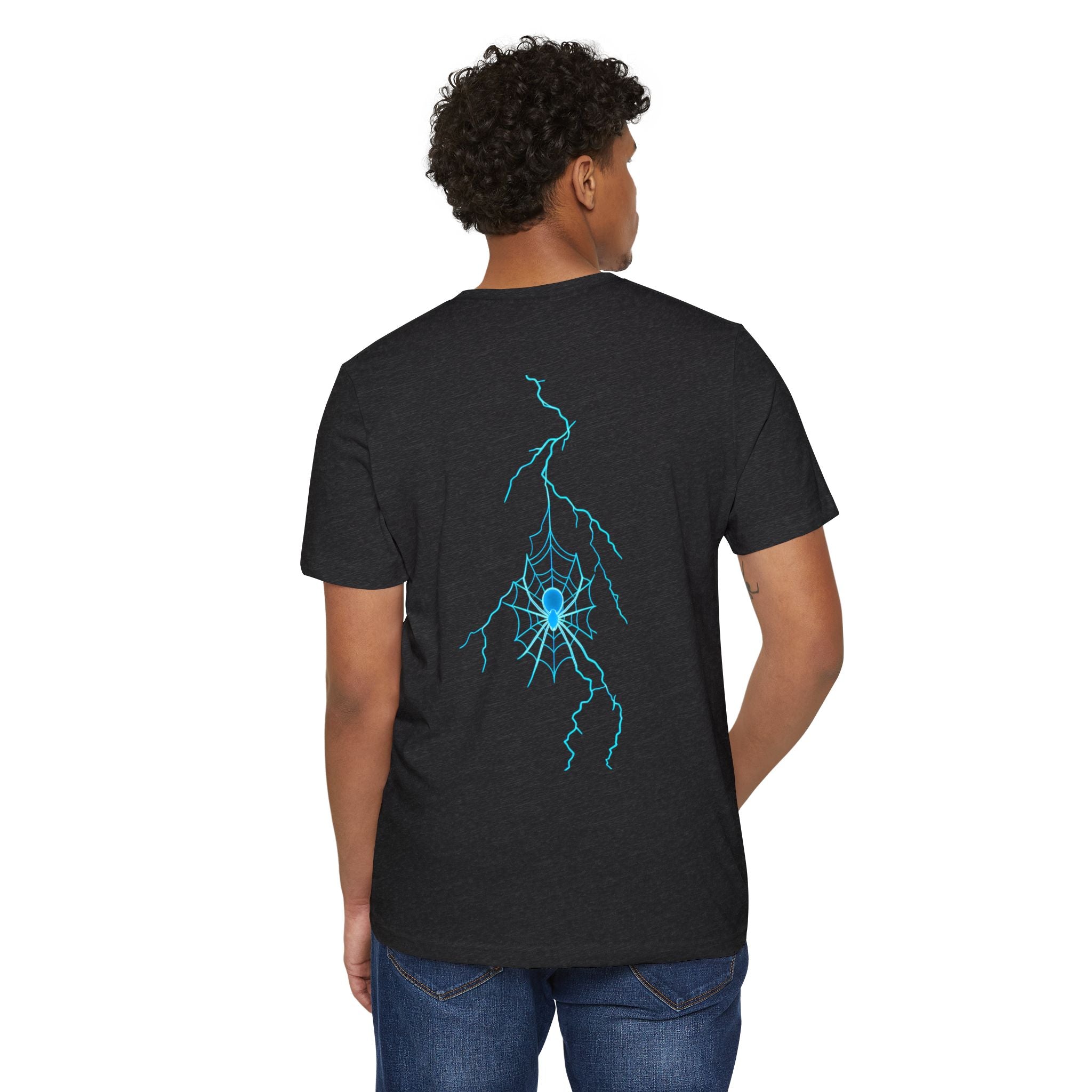 Electric Spiderweb T-Shirt — Neon Lightning Goth Graphic Tee