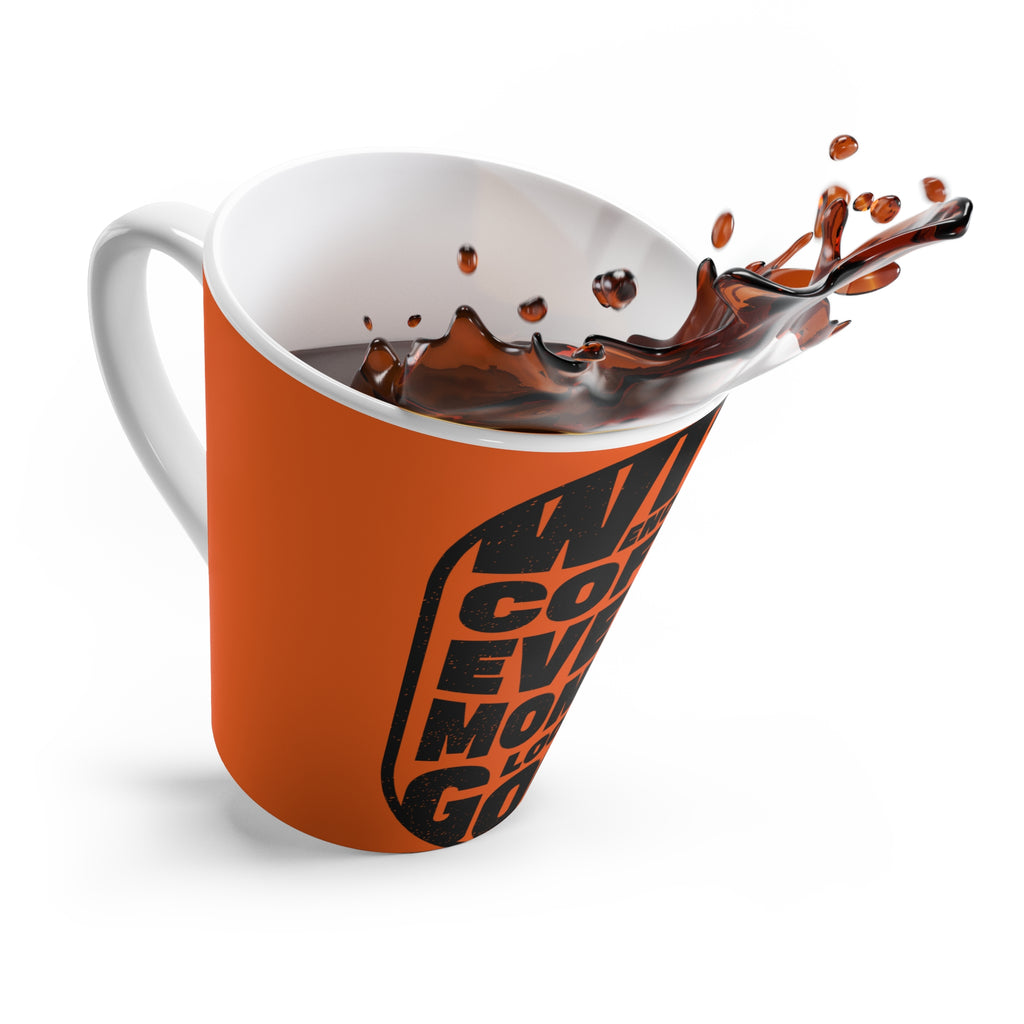 Latte Mug — "With Enough Coffee Even A Monday Looks Good" Orange Coffee Cup