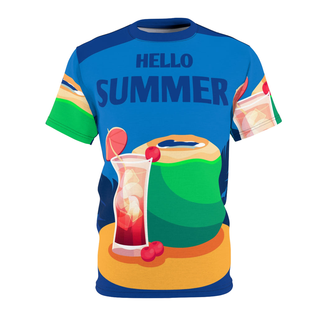 Hello Summer Tee — Tropical Coconut & Cocktail All-Over Print T-Shirt