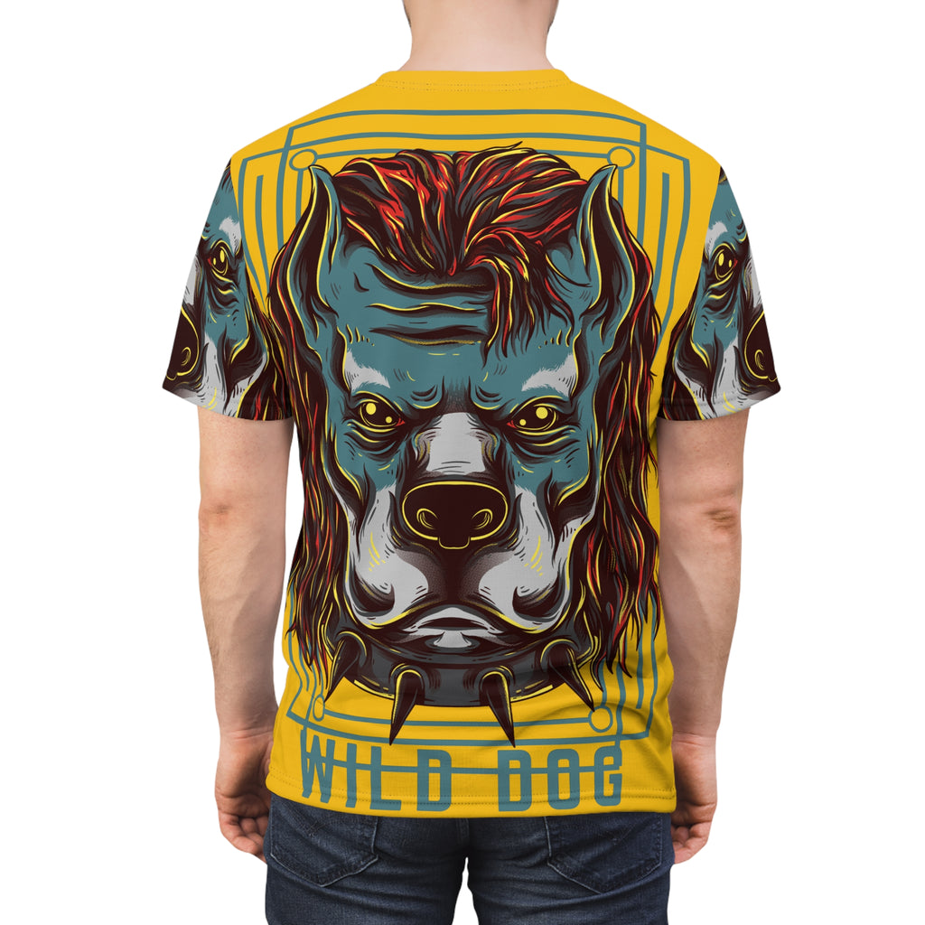 Wild Dog Graphic Tee — Bold All-Over Print Pitbull Design
