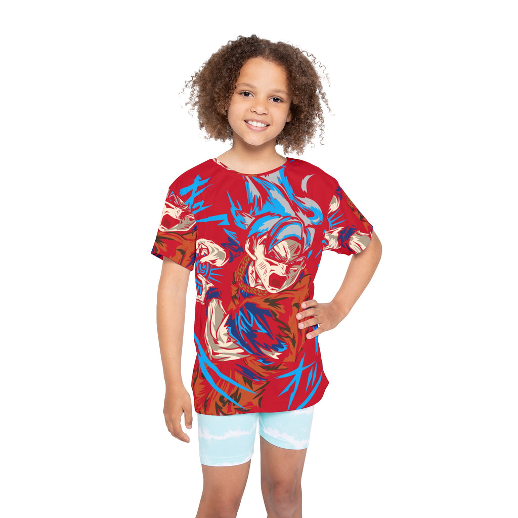 Kids Anime Power Jersey - Red All-Over Print