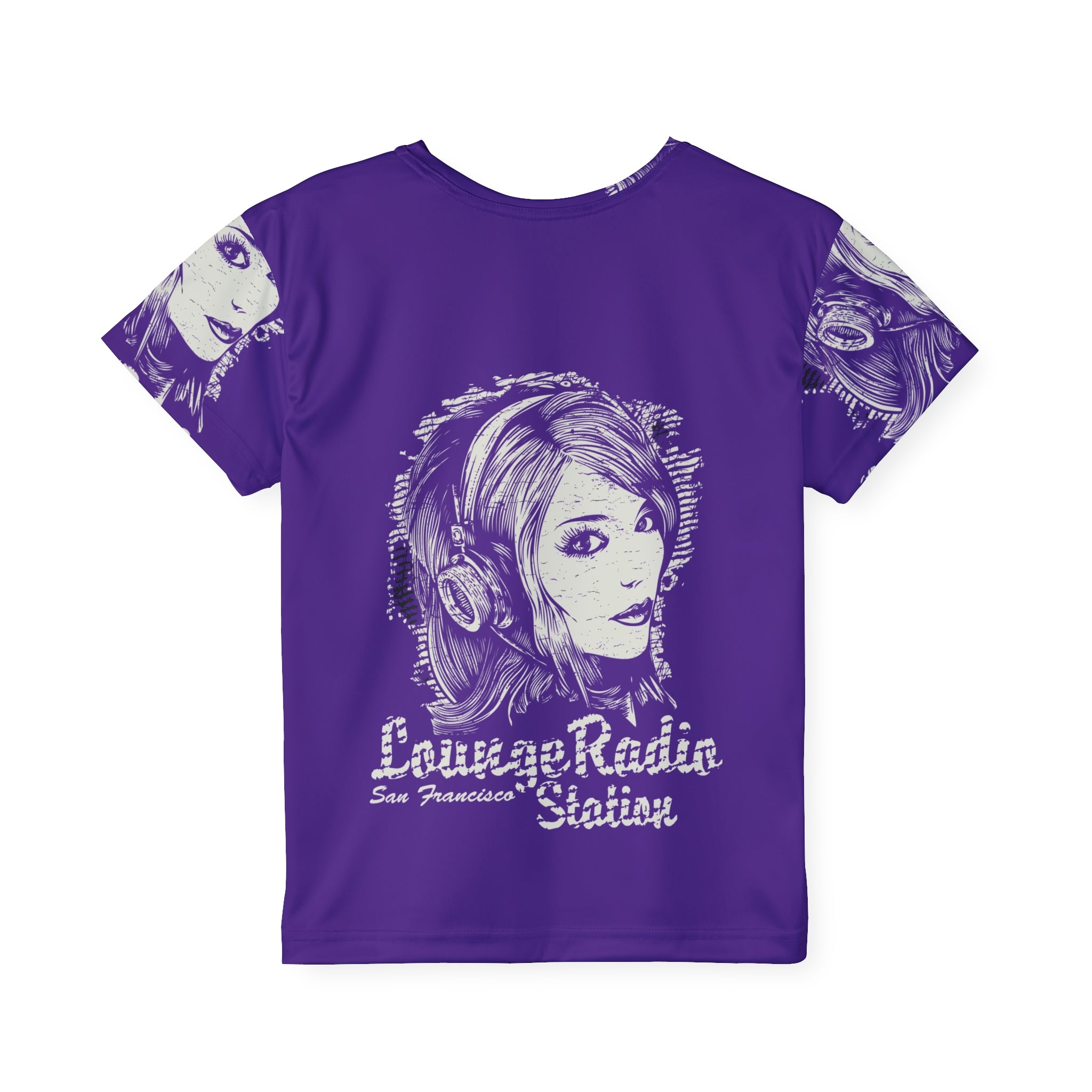Kids Jersey — Retro 'Lounge Radio Station' Graphic Tee (Purple)
